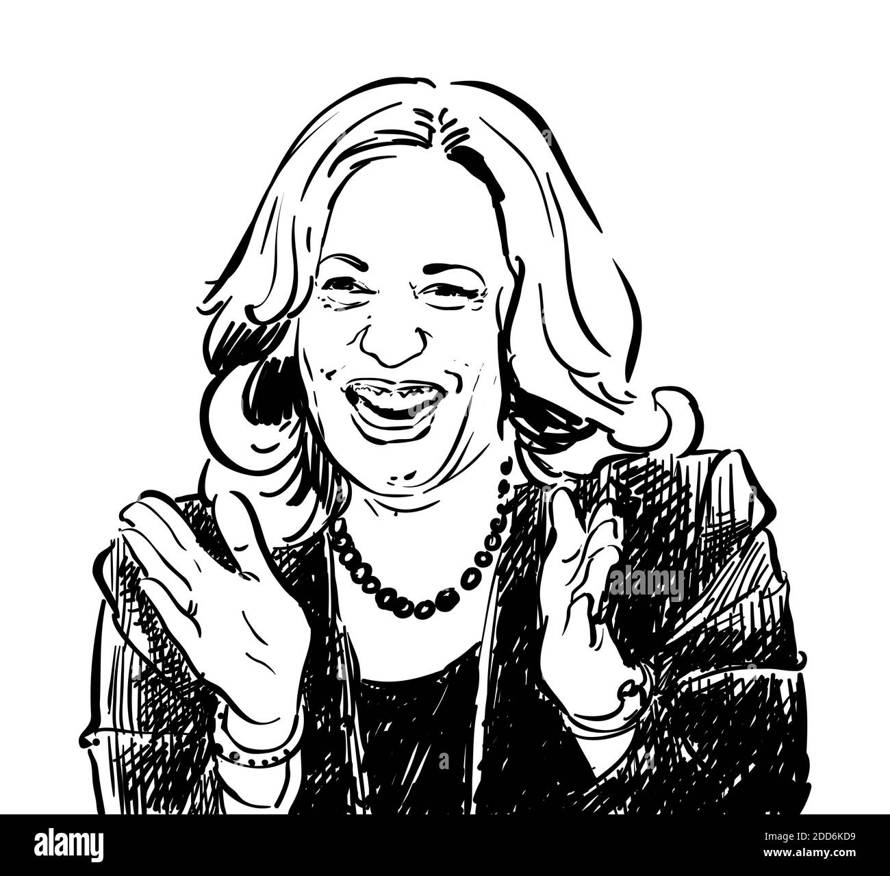Kamala Harris vecteur d'illustration dessiné à la main isolé sur fond blanc Banque D'Images