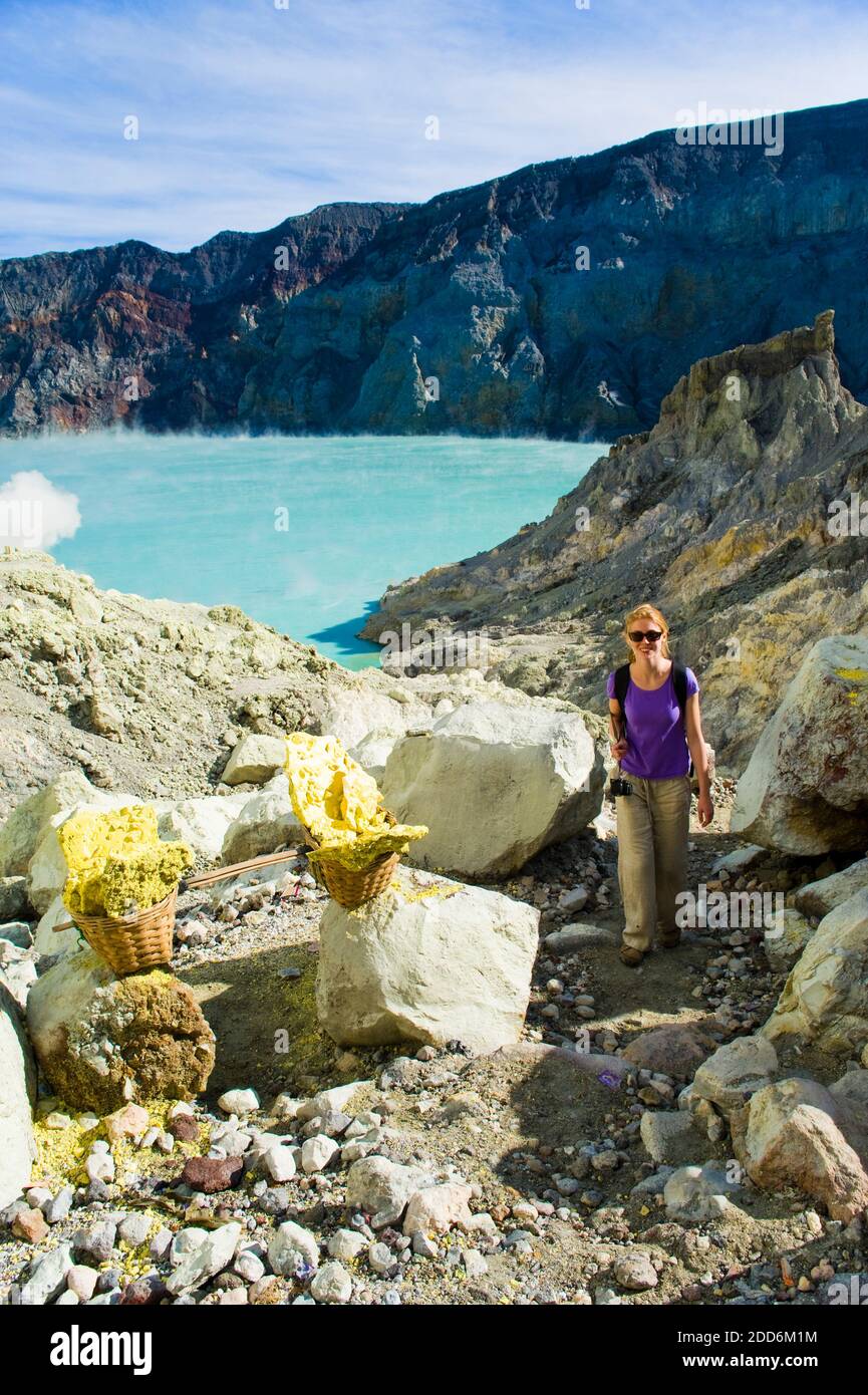 Volcan Kawah Ijen, Java, Indonésie, Asie Banque D'Images