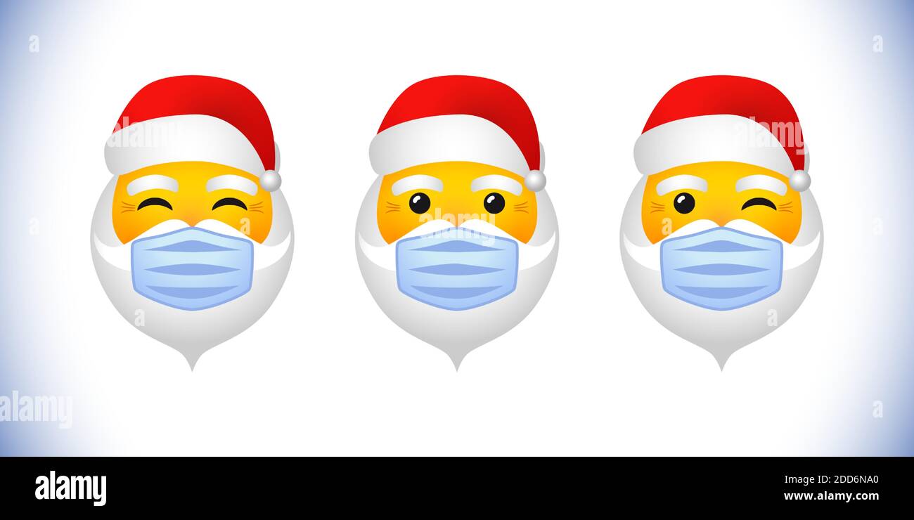 Bannière Noël Père Noël. Hiver fond blanc, visages de caractère lumineux parlant ho-ho-ho. Icône décorative. Modèle de conception graphique abstrait isolé Illustration de Vecteur