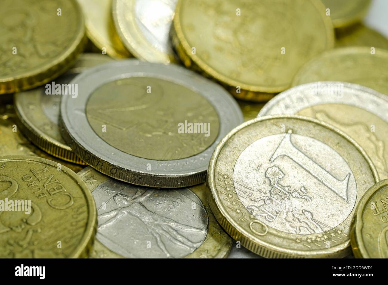 Euro européen monnaie de richesse vue rapprochée,vitruvian homme italien euro Coin.économie Banque D'Images