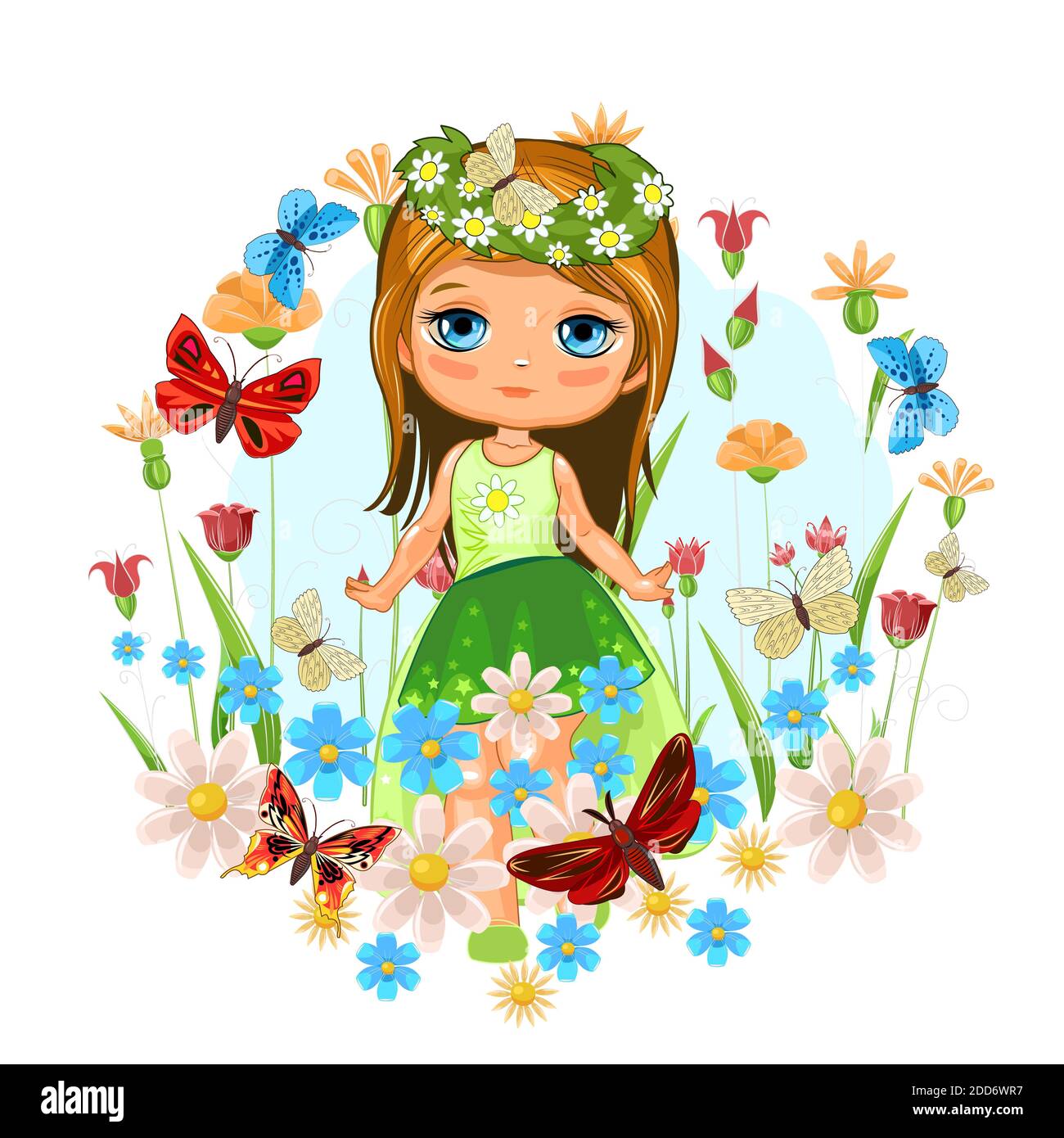 Une Jolie Petite Fille Habillee Comme Princesse Joyeux Enfant Drole De Bonne Humeur L Objet Isole Sur Un Fond Blanc Jeune Bebe Dessin Anime Plat Photo Stock Alamy