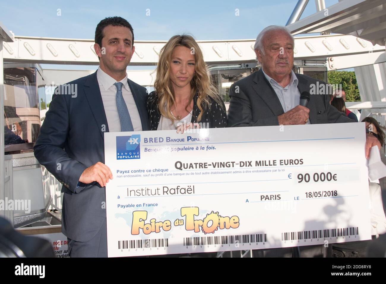 Alain Toledano , Marcel Campion, Laura Smet Assistent a la soirée de cloture de la grande roue de Marcel Campion a Paris, France, le 18 mai 2018. Photo d'Alban Wyters/ABACAPRESS.COM Banque D'Images