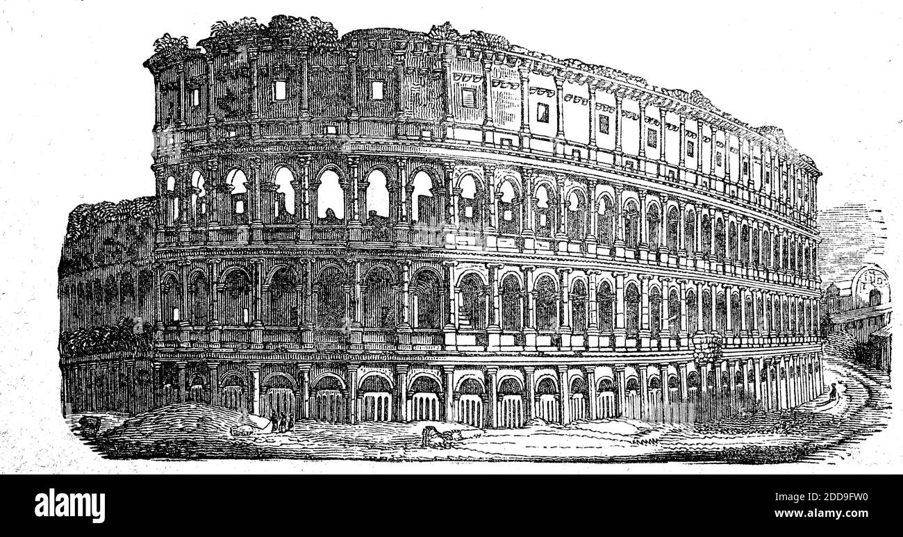 Le Colisée de Rome, Italie, en 1880 / Das Kolosseum in ROM, Italien, im Jahre 1880, Historisch, historique, numérique reproduction améliorée d'un original du 19ème siècle / digitale Reproduktion einer Originalvorlage aus dem 19. Jahrhundert, Banque D'Images