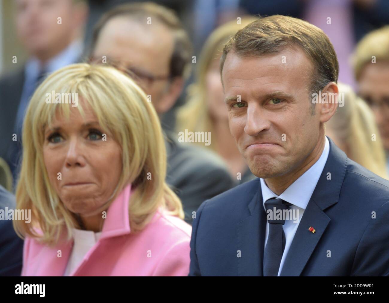 Le président français Emmanuel Macron, Brigitte Macron visite la Villa Viardot à Bougival près de Paris, France, le 15 septembre 2018 dans le cadre des Journées du Patrimoine. Photo de Christian Liewig/ABACAPRESS.COM Banque D'Images