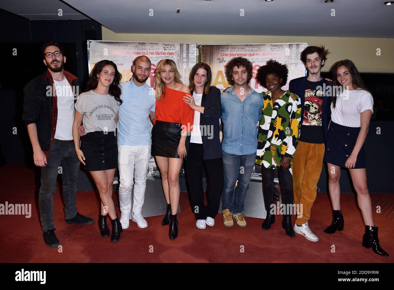 Bruno Sanches, Rabah Nait Oufellah, Souheila Yacoub, Nina Melo, Agnès Hurstel, Léa Frédeval, Louane Emera assistent à la première des Affames a Paris, France, le 25 juin 2018. Photo d'Alban Wyters/ABACAPRESS.COM Banque D'Images