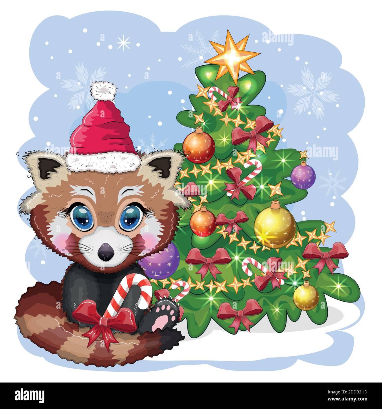 Panda Rouge En Chapeau De Pere Noel Avec Bonbon Kane Pres De L Arbre De Noel Personnage Mignon Carte De Vœux De Noel Et De Nouvel An Animaux Rares Image Vectorielle Stock Panda Rouge En Chapeau De Pere Noel Avec Bonbon Kane Pres De L Arbre De Noel Personnage Mignon Carte De Vœux De Noel Et De Nouvel An Animaux Rares Image Vectorielle Stock