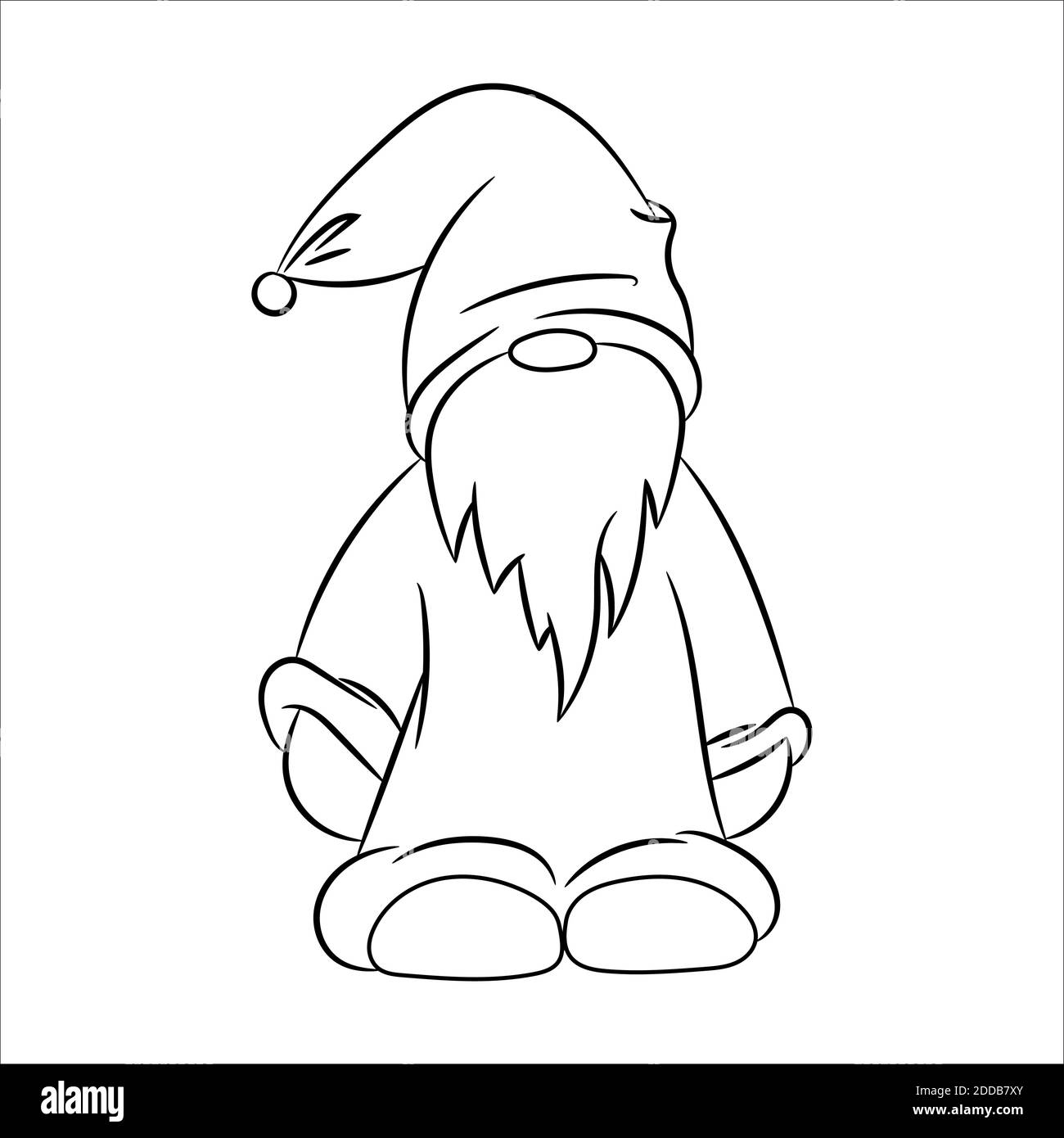 Mignon gnome avec barbe isolée sur fond blanc. Tracé de contour. Vecteur Illustration de Vecteur