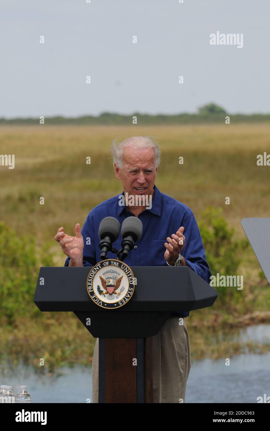 PAS DE FILM, PAS DE VIDÉO, PAS de télévision, PAS DE DOCUMENTAIRE - le vice-président Joe Biden parle après une visite des Everglades le lundi 23 avril 2012. Photo de Taimy Alvarez/Sun Sentinel/MCT/ABACAPRESS.COM Banque D'Images