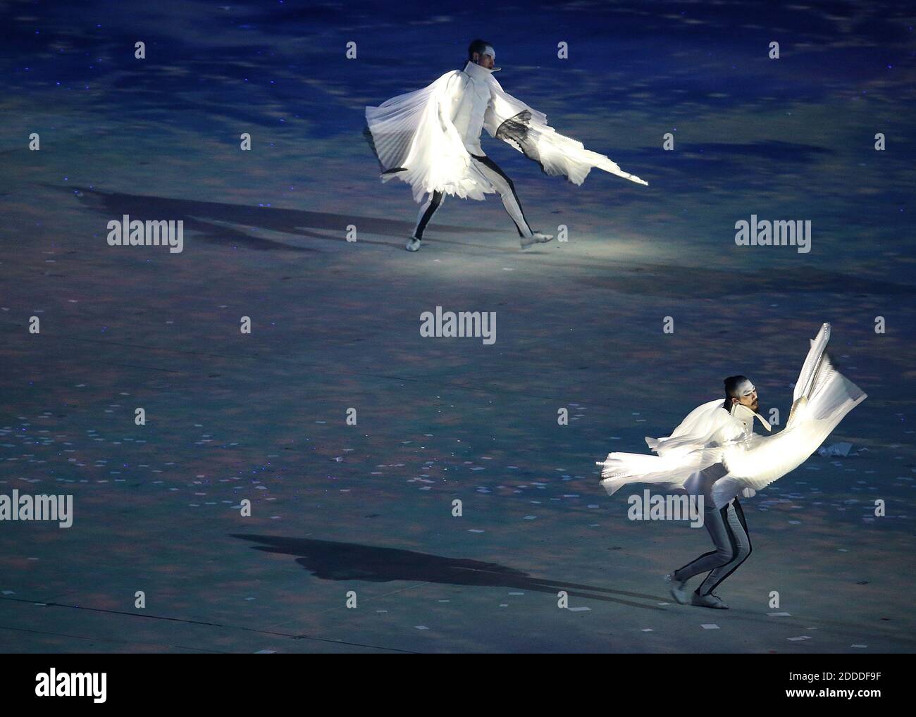 PAS DE FILM, PAS DE VIDÉO, PAS de TV, PAS DE DOCUMENTAIRE - des danseurs se produisent lors d'une cérémonie de clôture consacrée aux Jeux Olympiques d'hiver 2018 à PyeongChang, Corée du Sud, au Fisht Stadium de Sotchi, Russie, le dimanche 23 février 2014. Photo de Brian Cassella/Chicago Tribune/MCT/ABACAPRESS.COM Banque D'Images