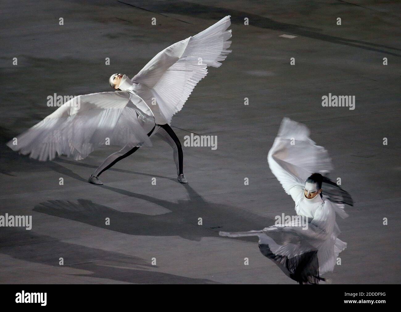 PAS DE FILM, PAS DE VIDÉO, PAS de TV, PAS DE DOCUMENTAIRE - des danseurs se produisent lors d'une cérémonie de clôture consacrée aux Jeux Olympiques d'hiver 2018 à PyeongChang, Corée du Sud, au Fisht Stadium de Sotchi, Russie, le dimanche 23 février 2014. Photo de Brian Cassella/Chicago Tribune/MCT/ABACAPRESS.COM Banque D'Images