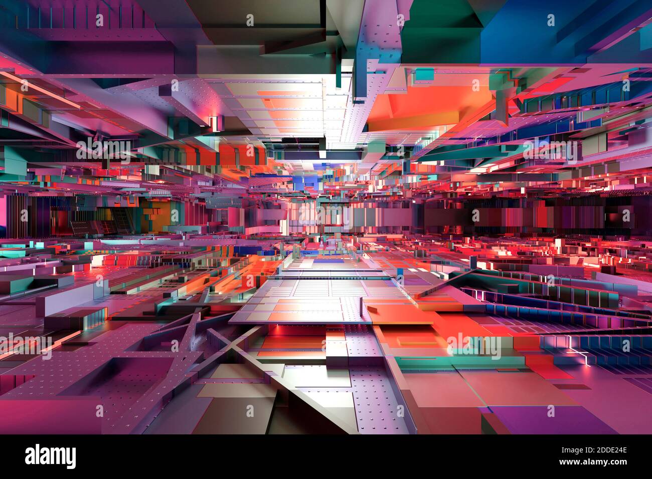 Rendu tridimensionnel d'intérieur futuriste ou intérieur d'électronique matériel Banque D'Images