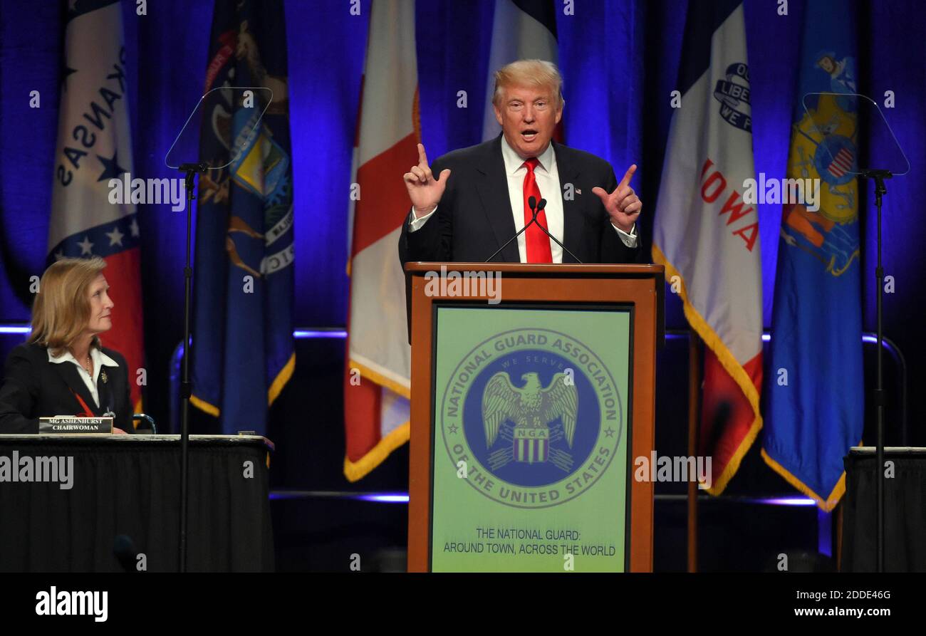 PAS DE FILM, PAS DE VIDÉO, PAS de télévision, PAS DE DOCUMENTAIRE - Donald Trump parle le lundi 12 septembre 2016 à la conférence de la National Guard Association of the United States, tenue à Baltimore, MD, USA. Photo de Lloyd Fox/Baltimore Sun/TNS/ABACAPRESS.COM Banque D'Images