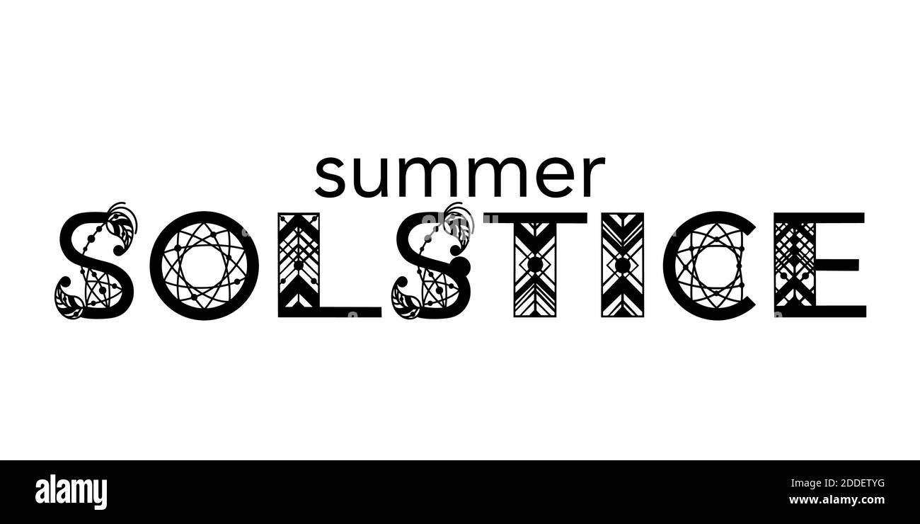 Solstice d'été. Éléments d'invitations, affiches, cartes de vœux Illustration de Vecteur