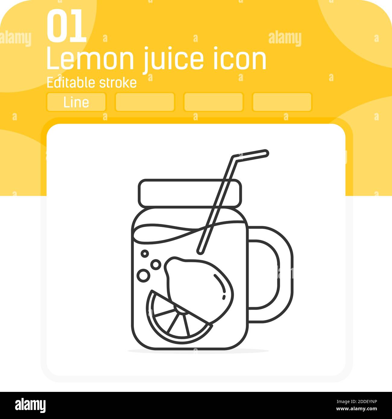 Limonade maison avec style de contour isolé sur fond blanc. Illustration vectorielle jus de citron symbole symbole icône concept pour web design, ui, ux Illustration de Vecteur