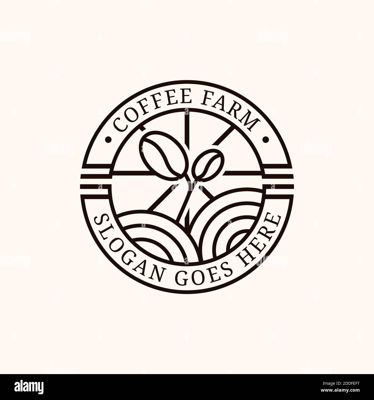 vecteur de conception de logo d'art de ligne de ferme de café, peut être utilisé pour votre marque commerciale, votre identité de marque ou modèle de marque commerciale Illustration de Vecteur
