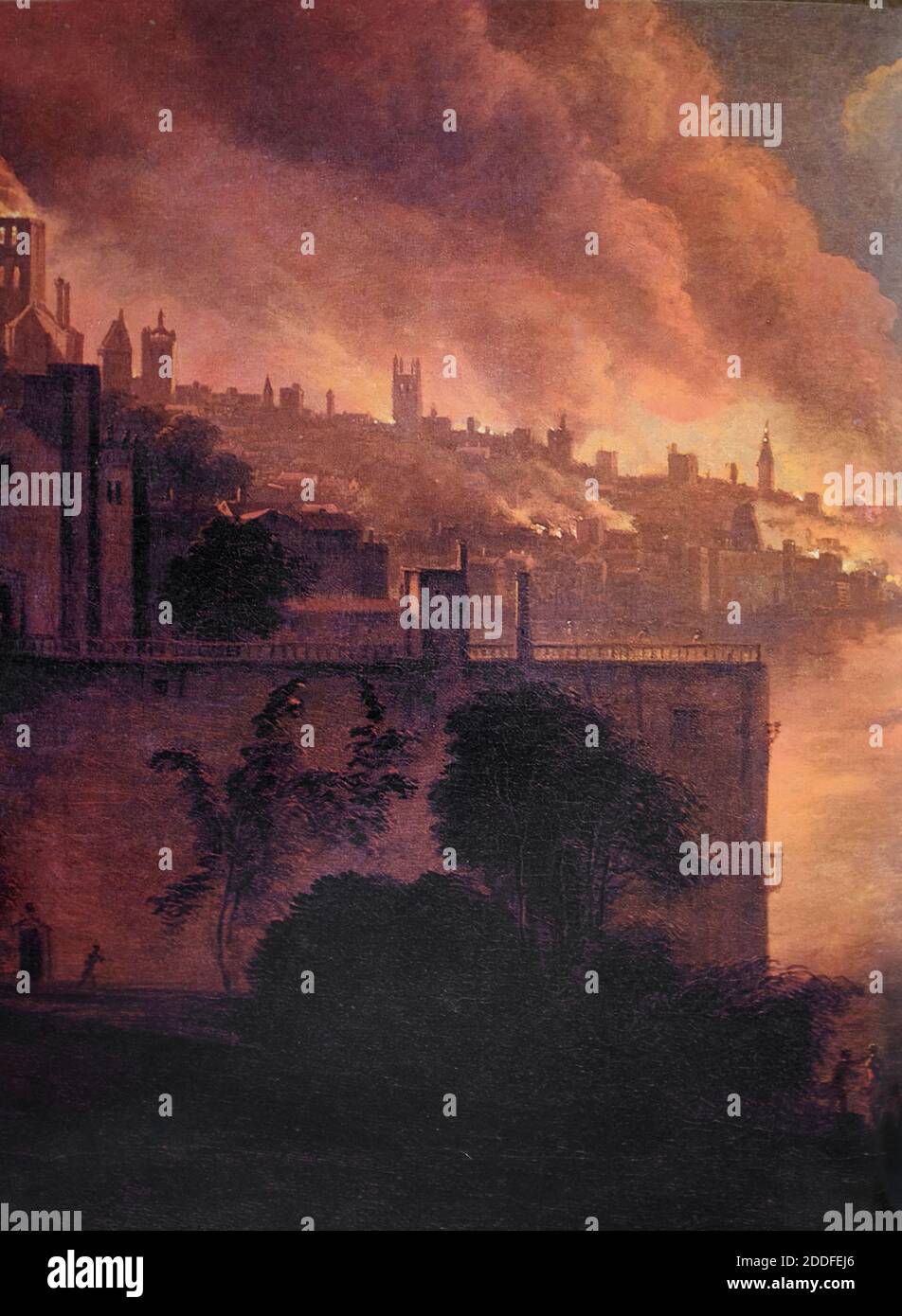 Le feu de Londres par T.Wyck 1667-70 Banque D'Images