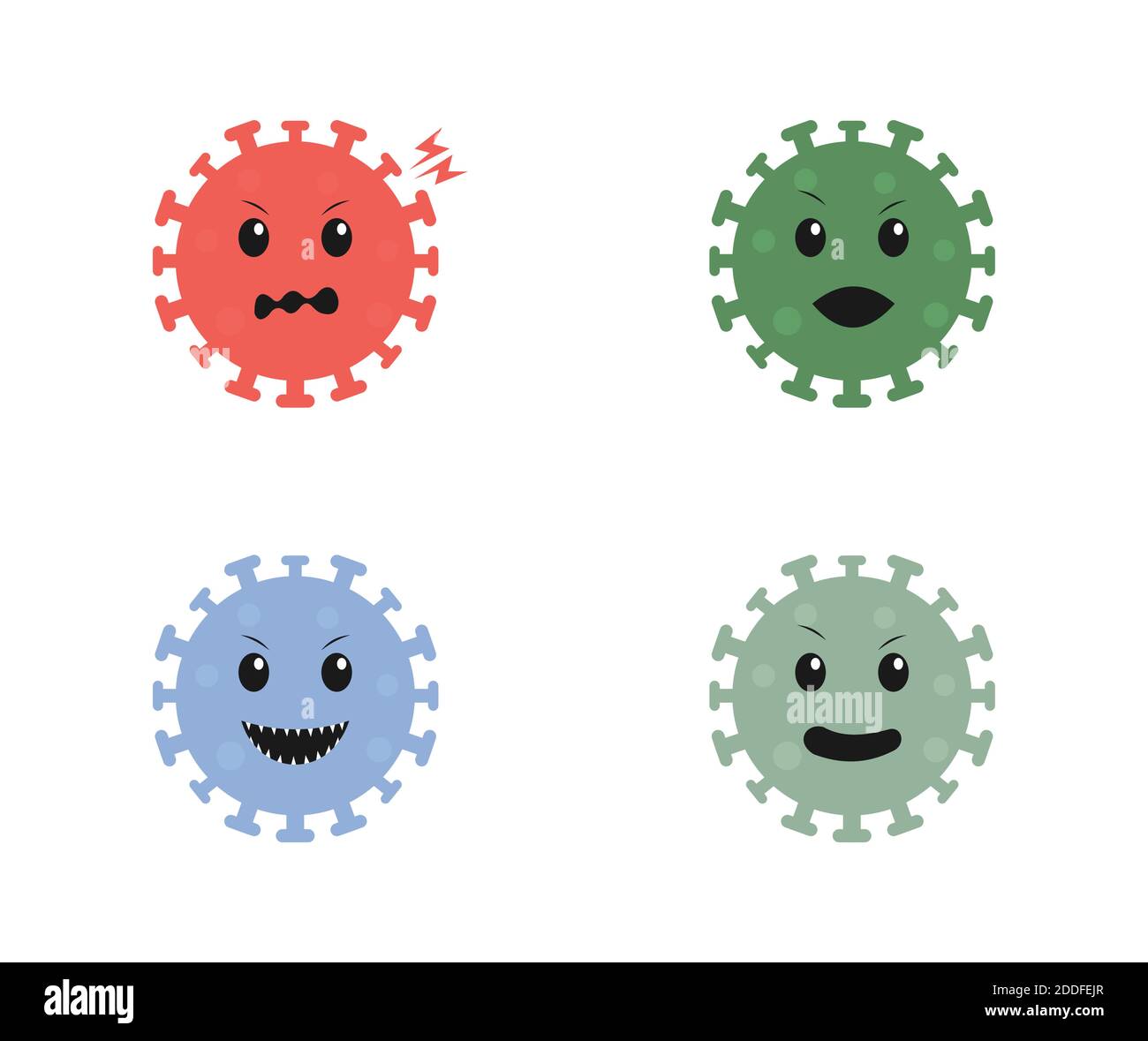 dessins de dessins animés de virus dans diverses expressions Illustration de Vecteur