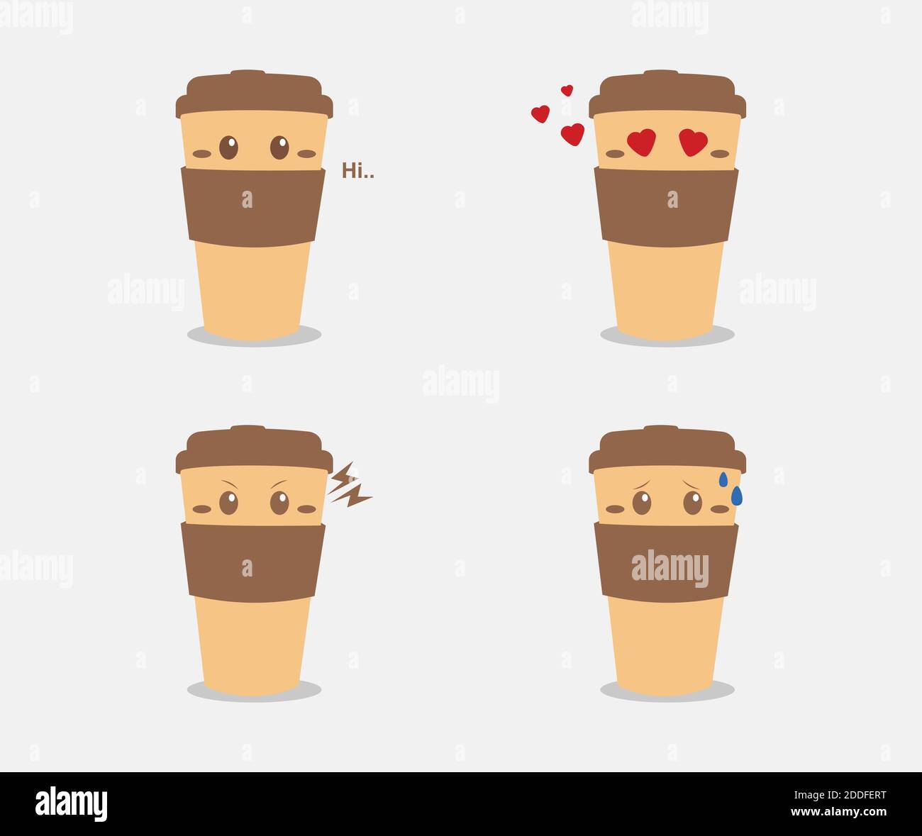 dessins de la tasse de dessin animé dans diverses expressions Illustration de Vecteur