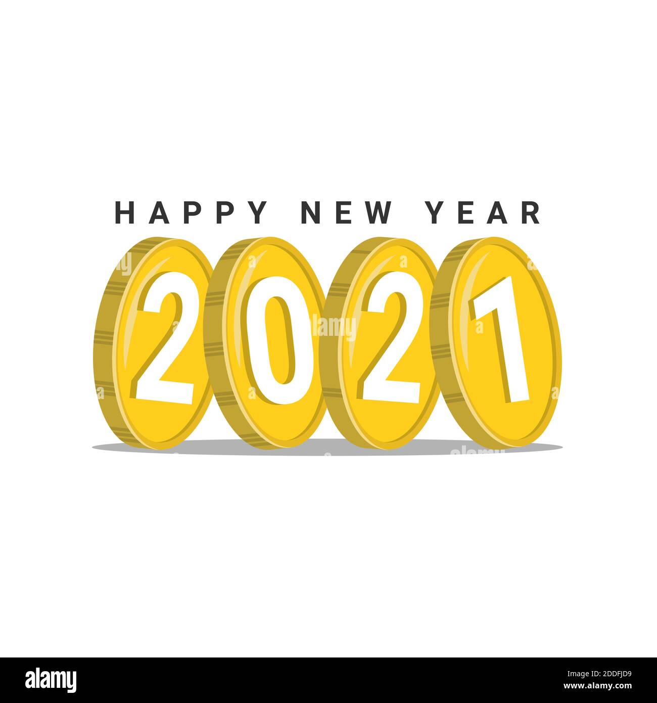 bonne année 2021 avec modèle graphique à vecteur de pièce. adapté au calendrier, à l'invitation ou au modèle d'arrière-plan. Illustration de Vecteur