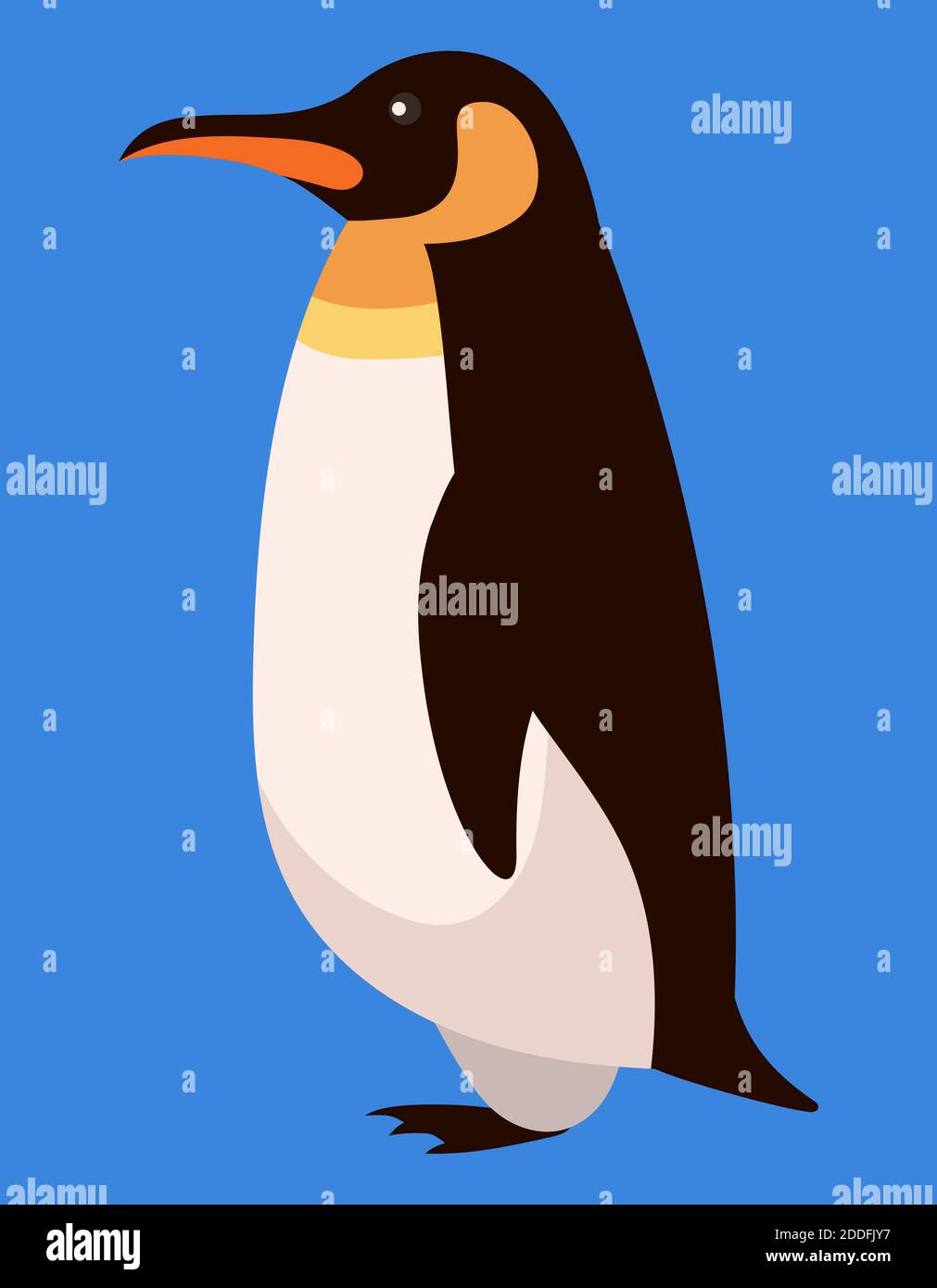 Vue latérale sur les pingouins. Animal arctique de style dessin animé. Illustration de Vecteur