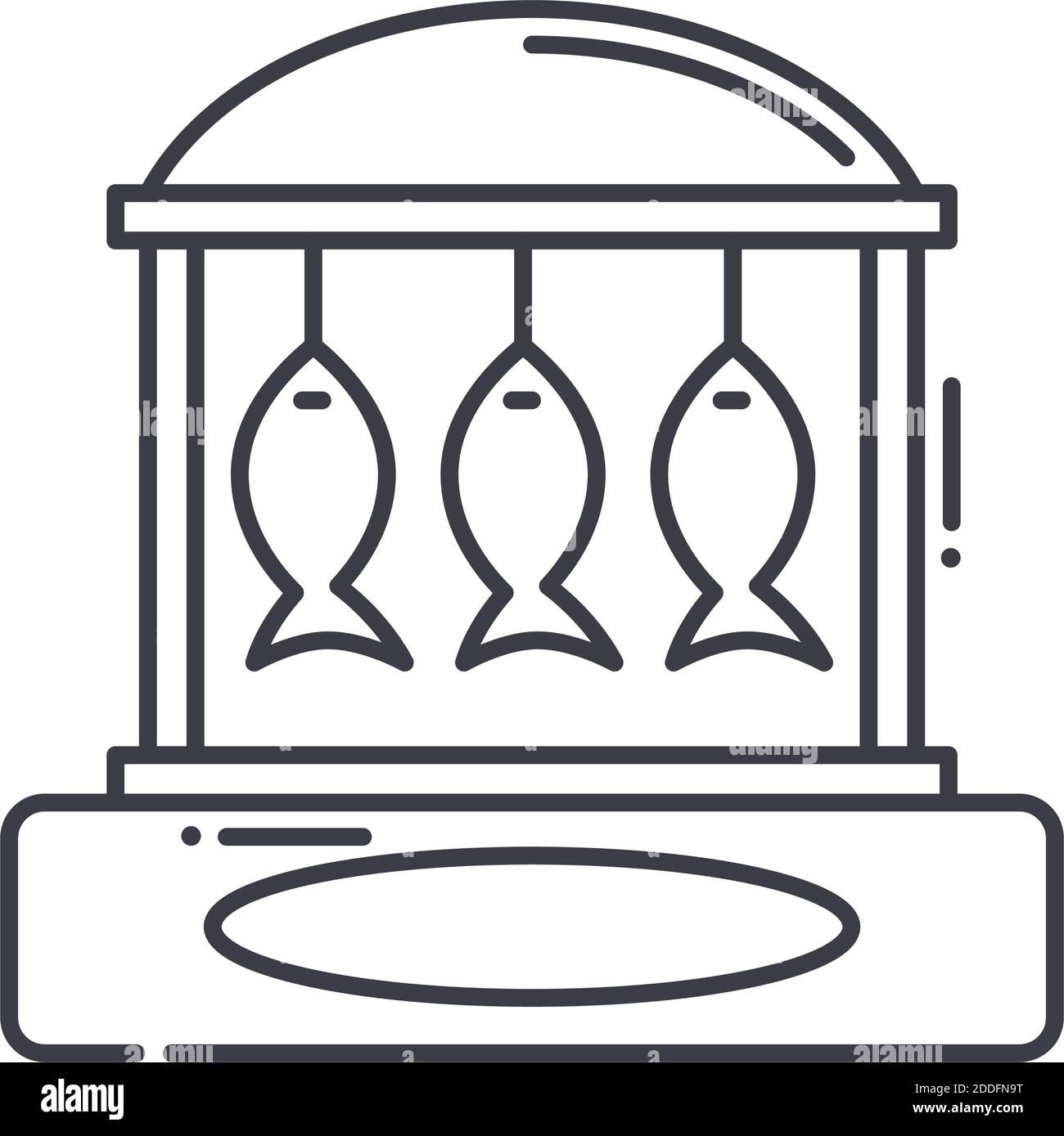 Icône de kiosque à poisson, illustration isolée linéaire, vecteur de ligne mince, panneau de conception Web, symbole de concept de contour avec contour modifiable sur fond blanc. Illustration de Vecteur