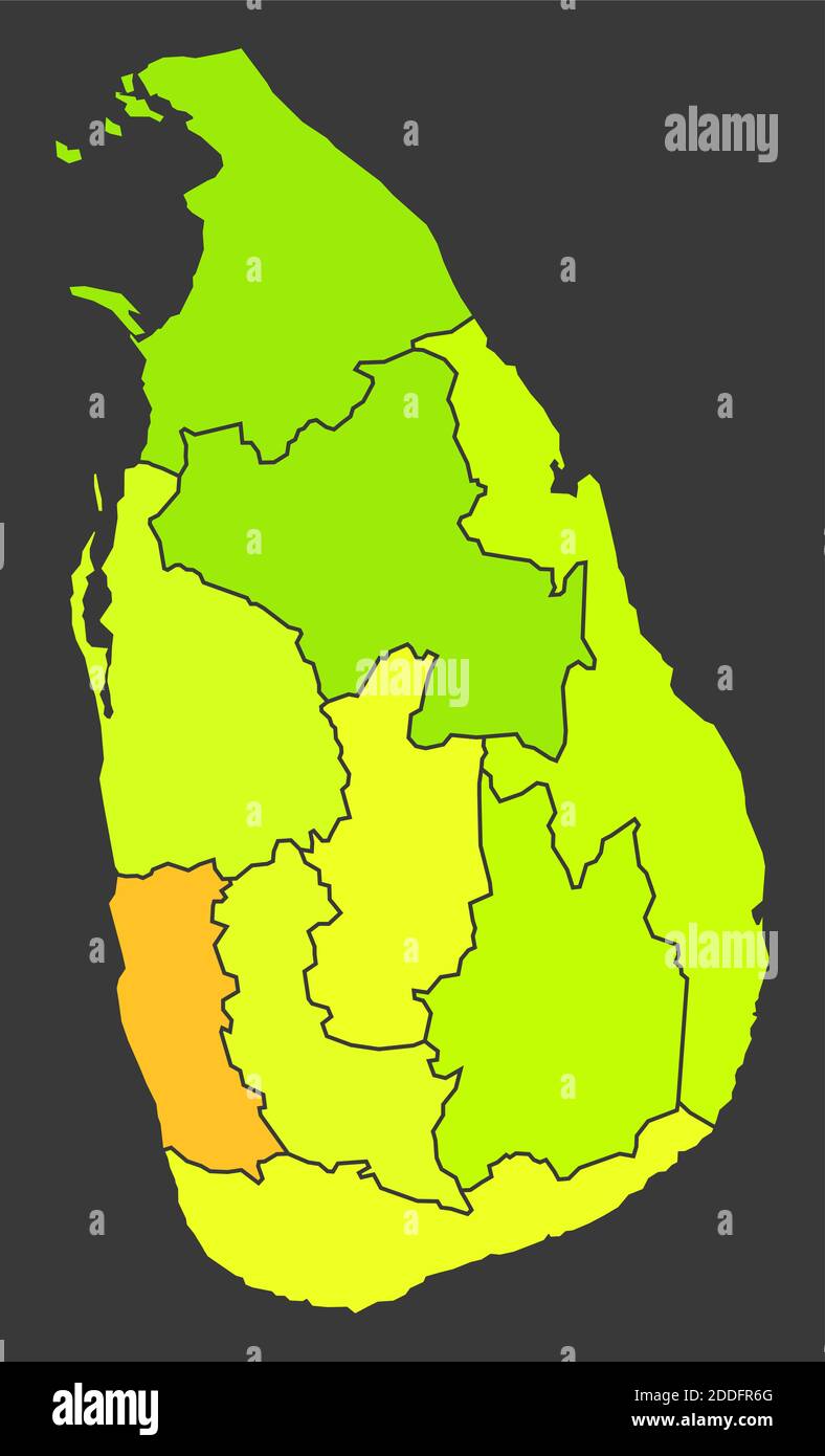 Carte de chaleur de la population du Sri Lanka comme illustration de densité de couleur Banque D'Images