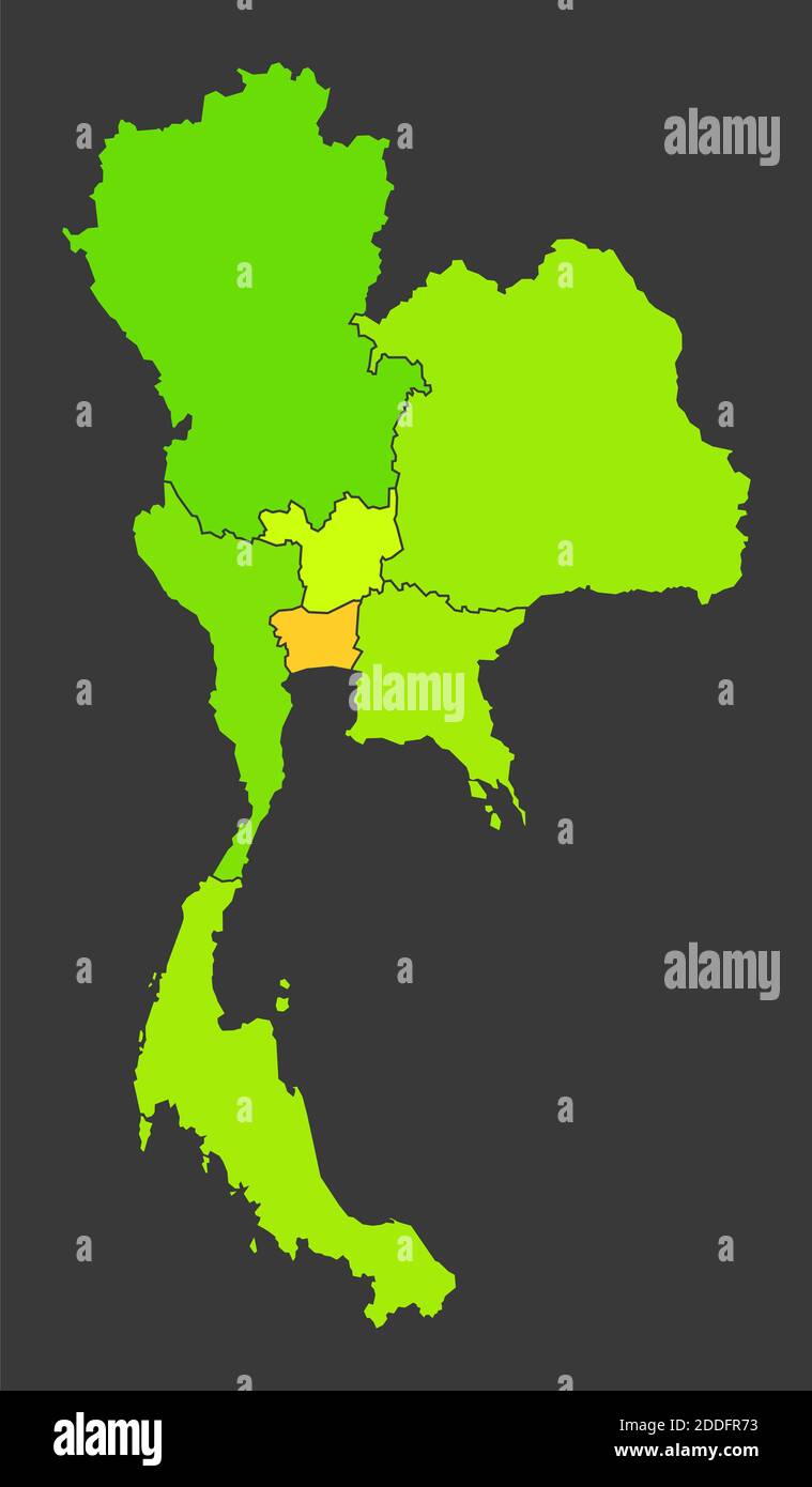 Carte de chaleur de la population de Thaïlande comme illustration de densité de couleur Banque D'Images