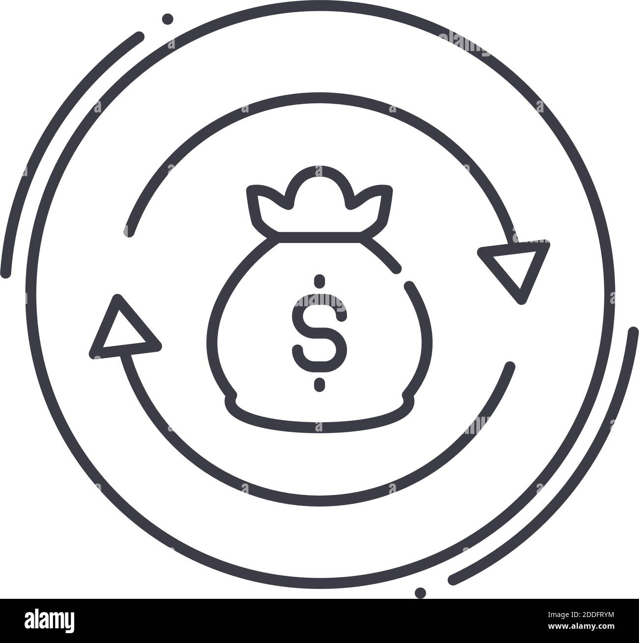 Icône de chiffre d'affaires financier, illustration linéaire isolée, vecteur de ligne mince, panneau de conception Web, symbole de concept de contour avec trait modifiable sur blanc Illustration de Vecteur