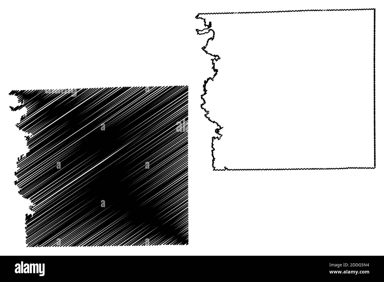 Comté de Schuyler, Missouri (comté des États-Unis, États-Unis d'Amérique, États-Unis, États-Unis, États-Unis) carte illustration vectorielle, scribble sketch carte Schuyler Illustration de Vecteur