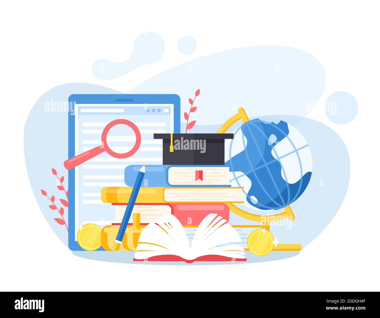 Apprendre le concept de langue avec l'équipement de livre éducatif Illustration de Vecteur