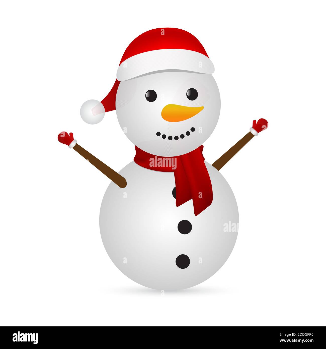 Bonhomme de neige de Noël dans un chapeau de père noël sur fond blanc. Illustration vectorielle pour les vacances Illustration de Vecteur