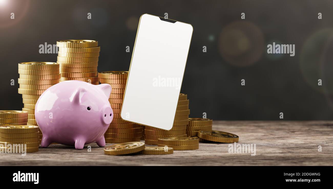 Maquette de smartphone et concept d'économie financière. Banque D'Images