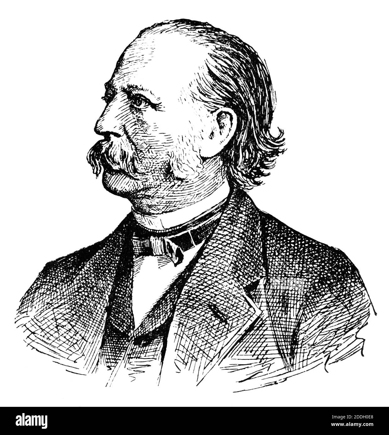 Portrait de Theodor Fontane - romancier et poète allemand. Illustration du 19e siècle. Arrière-plan blanc. Banque D'Images