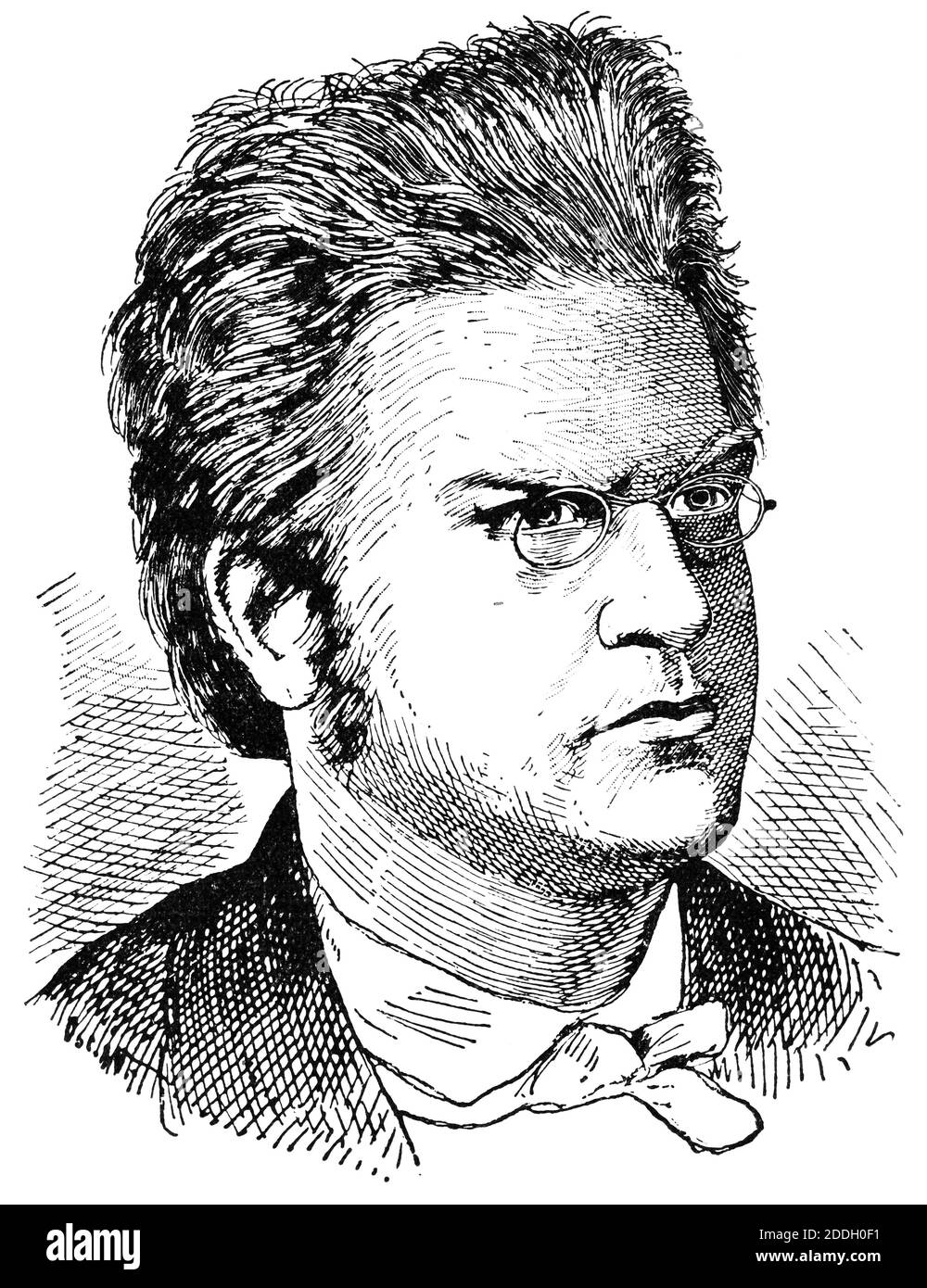 Portrait de Bjornstjerne Martinius Bjornson - un écrivain norvégien. Illustration du 19e siècle. Arrière-plan blanc. Banque D'Images