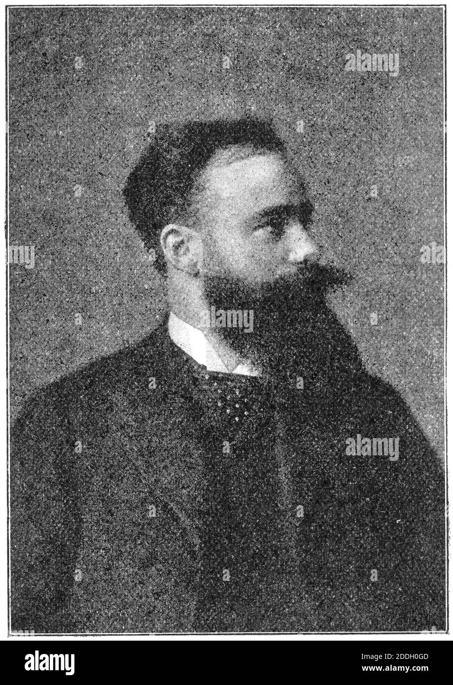 Portrait de Hermann Sudermann - dramaturge et romancier allemand. Illustration du 19e siècle. Arrière-plan blanc. Banque D'Images