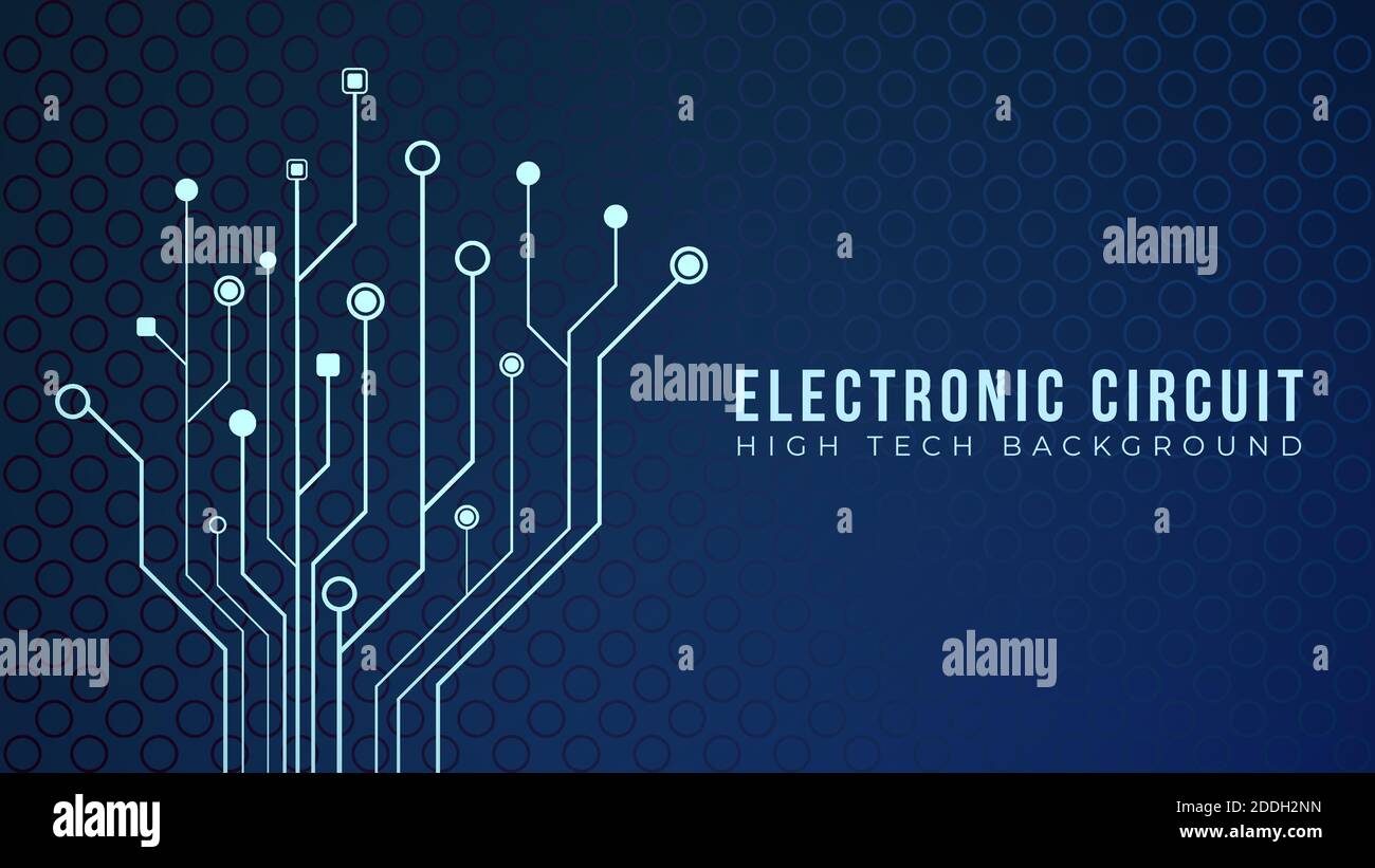 Circuit imprimé avec forme d'arbre électronique. Modèle de conception d'arrière-plan technologique abstrait bleu. Illustration vectorielle de la carte mère Illustration de Vecteur