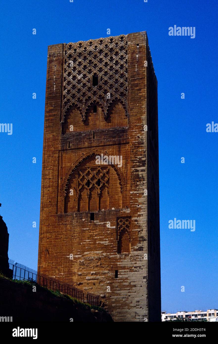 Rabat Maroc Hassan Tour Almohad Architecture Minaret d'un incomplet Mosquée Banque D'Images
