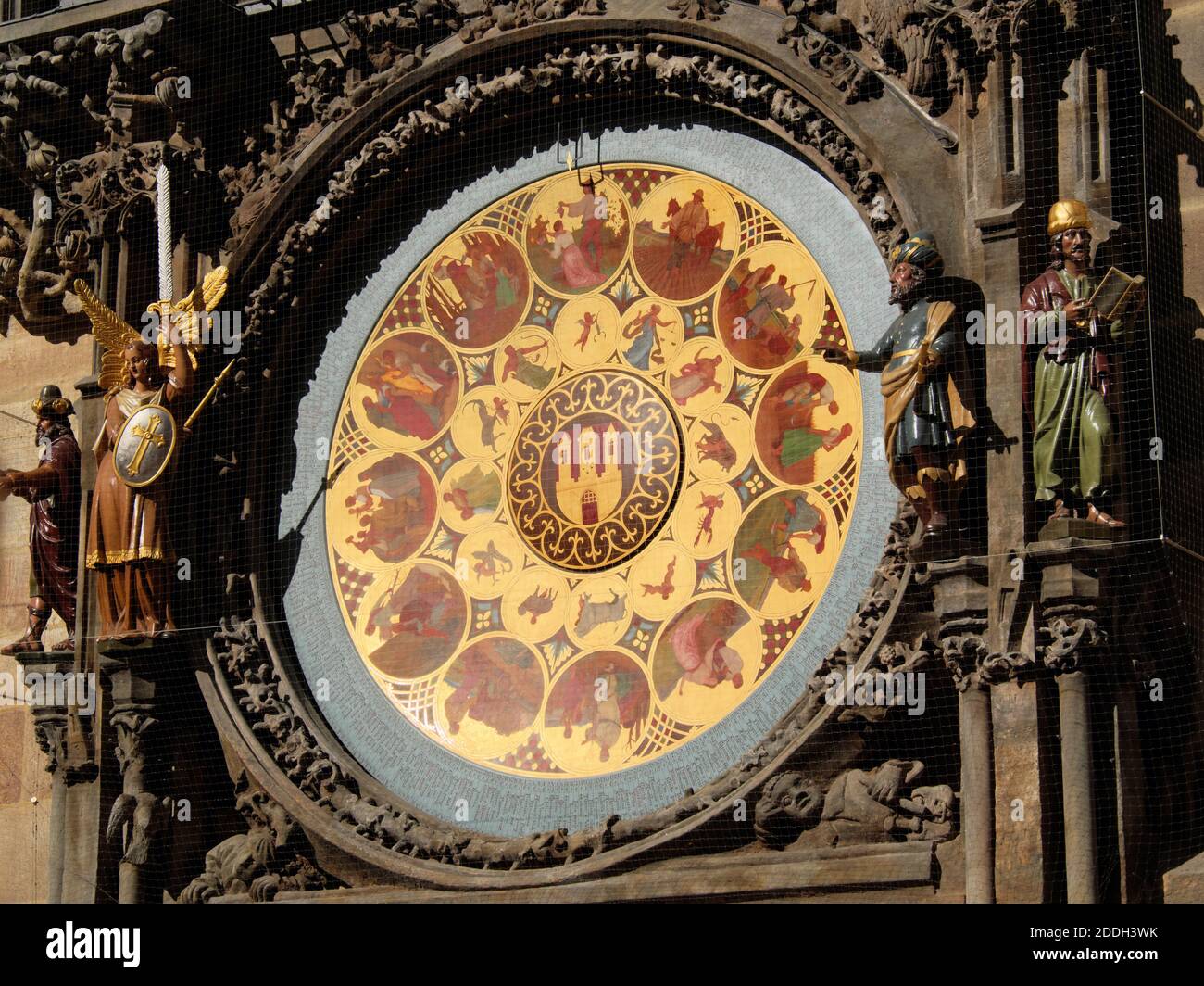 Peinture décorative de l'horloge astronomique de Prague. Banque D'Images