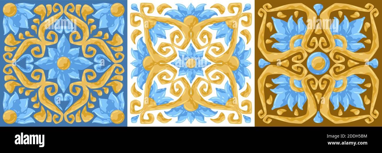 Motif carreaux de céramique avec fleurs. Illustration de Vecteur