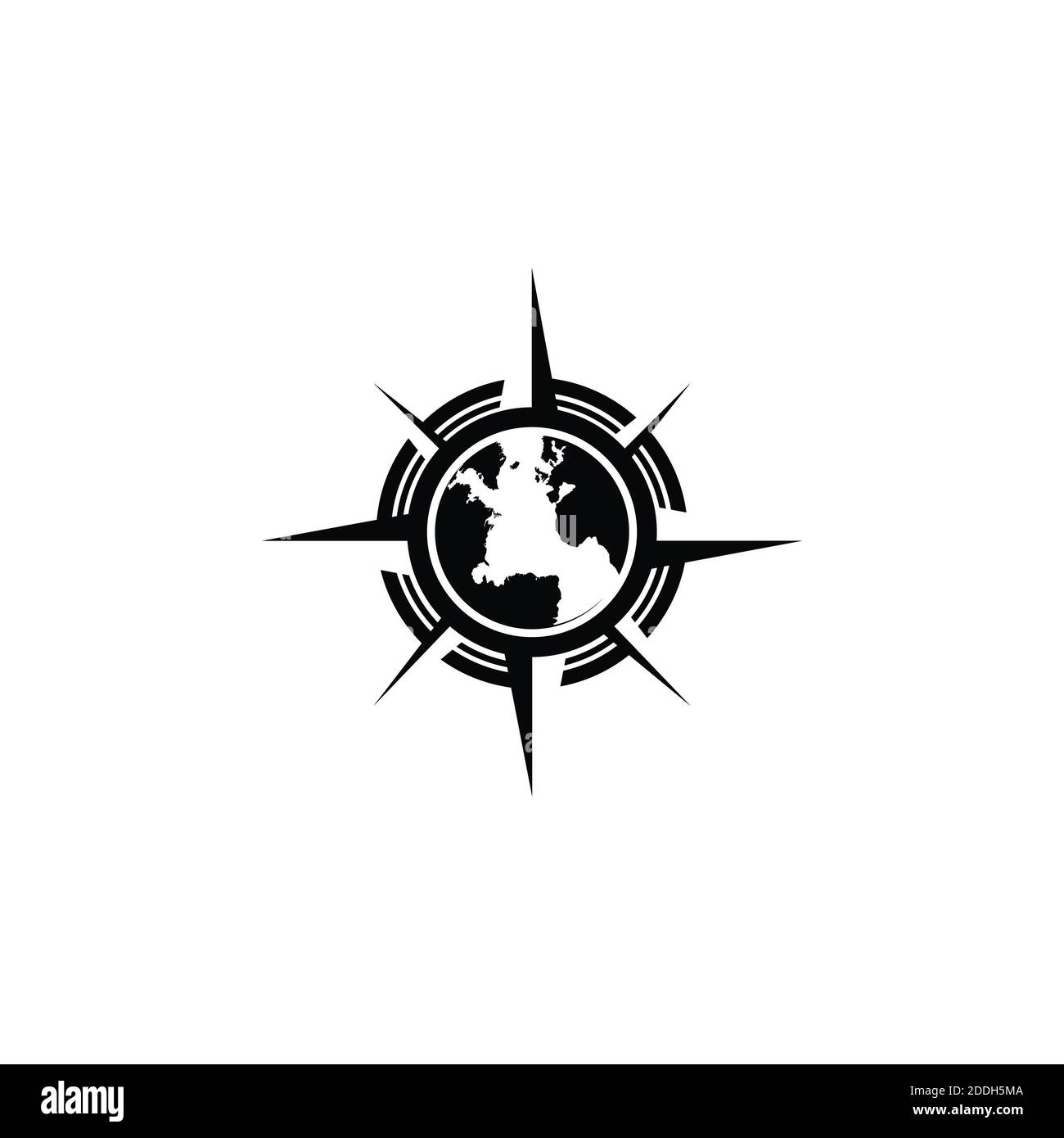 Globe compas monde Nord est ouest sud logo image vectorielle Banque D'Images