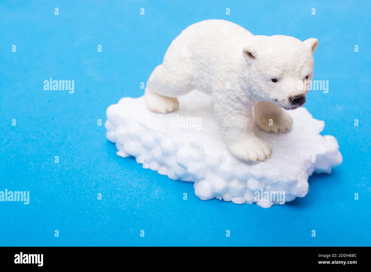 Faux CUB ours polaire sur fond de neige et de mer environnement Banque D'Images