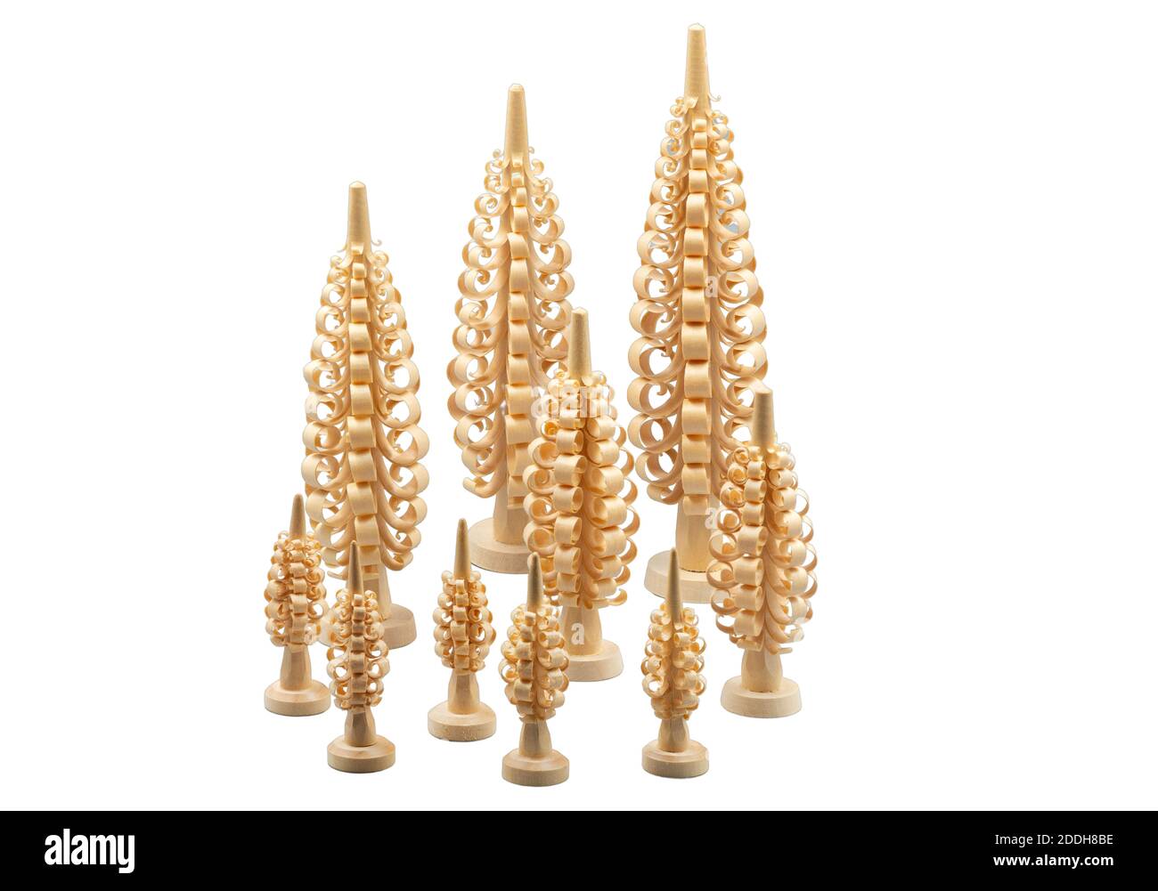 Groupe de spanbaum ou arbre de rasage en bois découpé arrière-plan blanc Banque D'Images