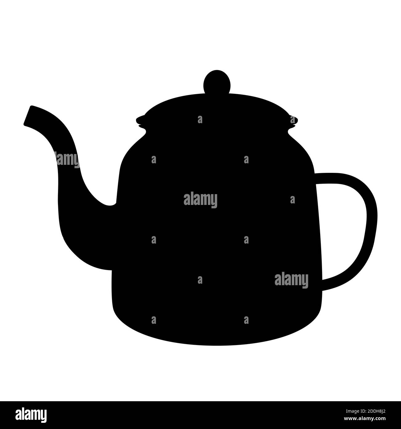 théière, illustration vectorielle, silhouette noire, face avant Banque D'Images