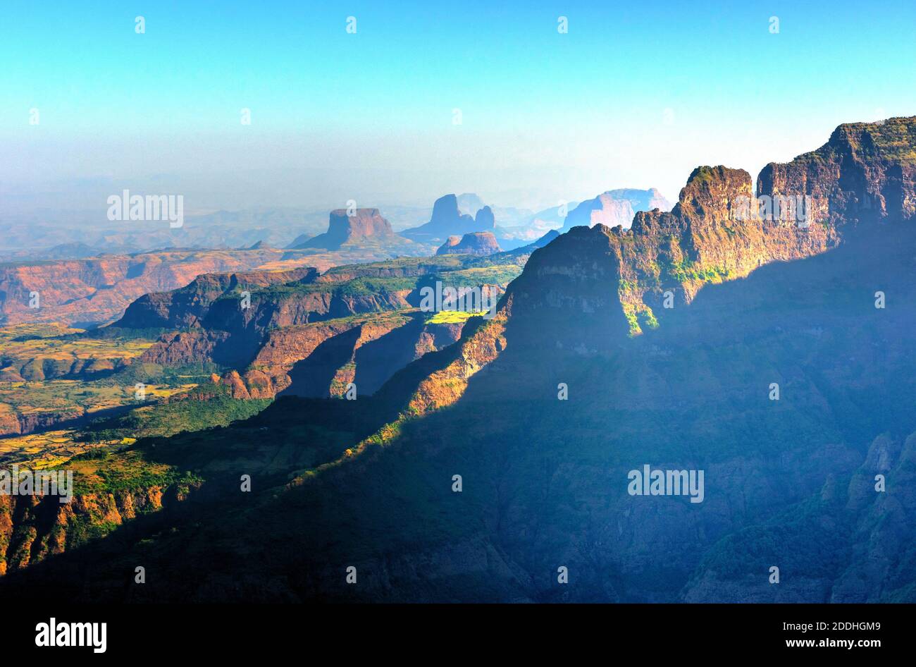 Vue sur le paysage du parc national des montagnes Simien, Éthiopie Banque D'Images