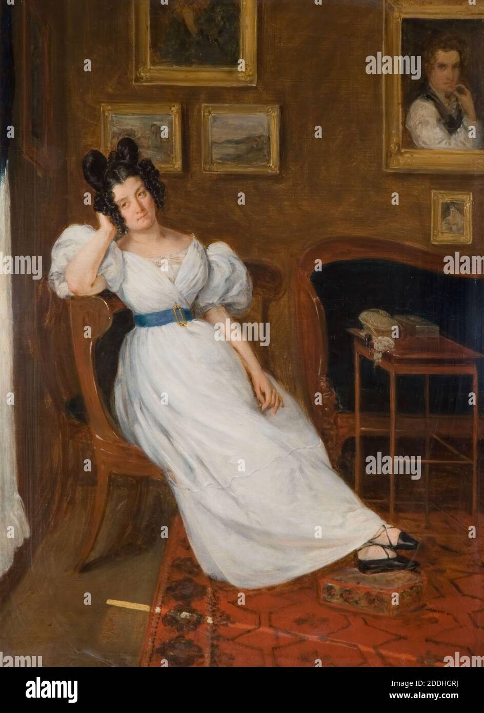 Portrait de Madame Simon, 1850 attribué à Eugene Delacroix, peinture à l'huile, France, Portrait, ancien Maître, Femme, Romanticisme, pleine longueur Banque D'Images