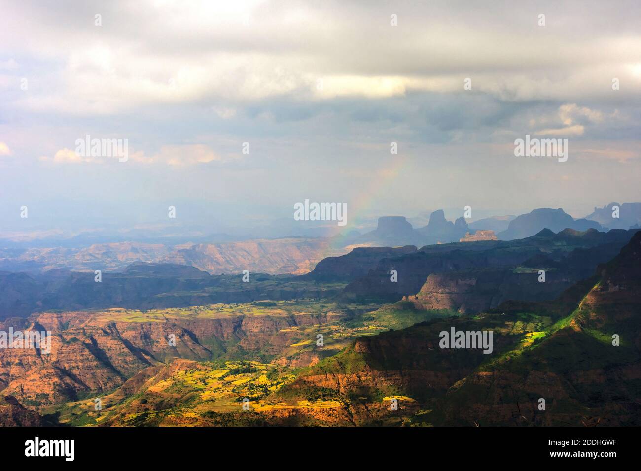 Vue sur le paysage du parc national des montagnes Simien, Éthiopie Banque D'Images