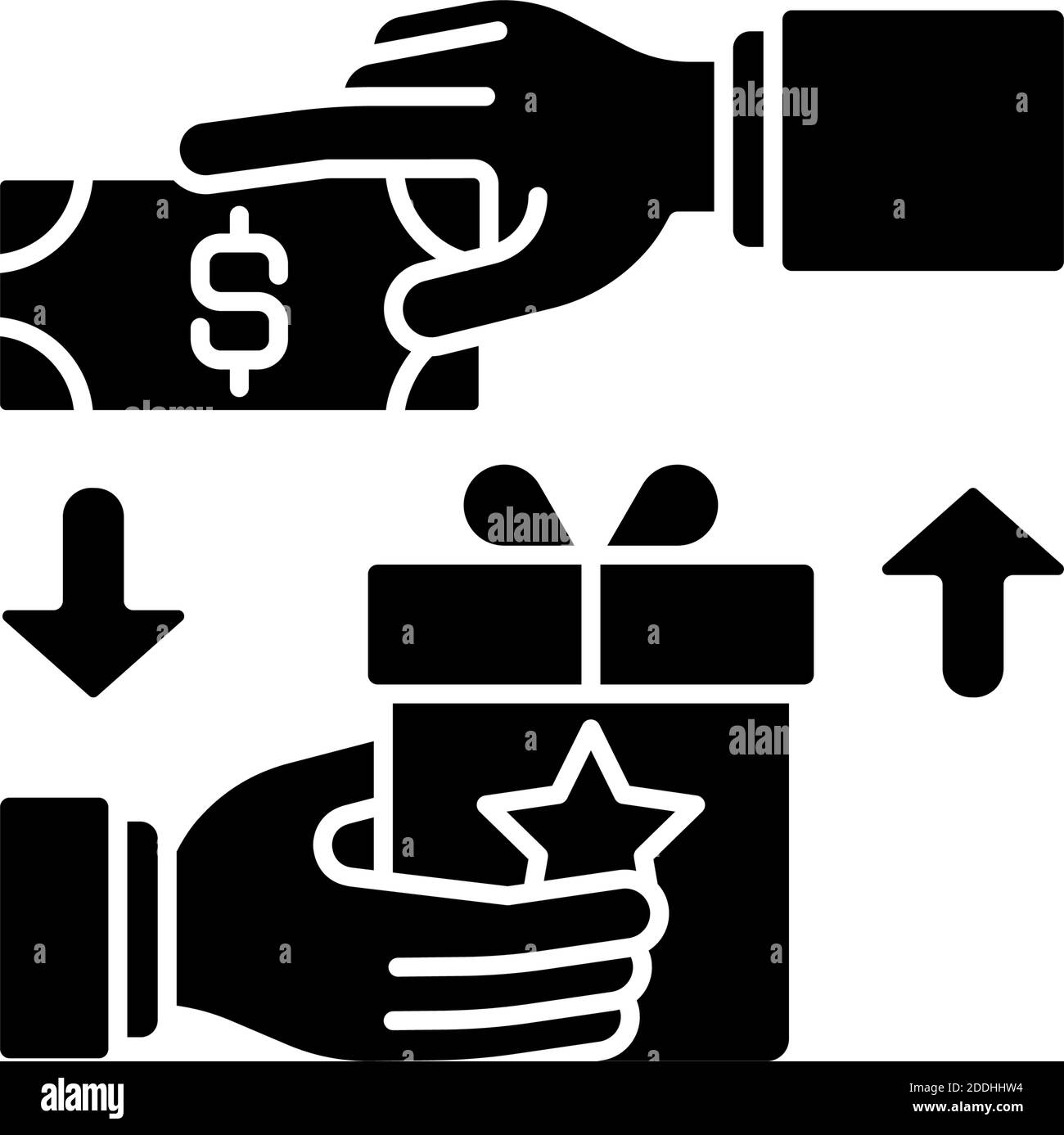 Icône de glyphe noir de financement participatif basée sur la récompense Illustration de Vecteur