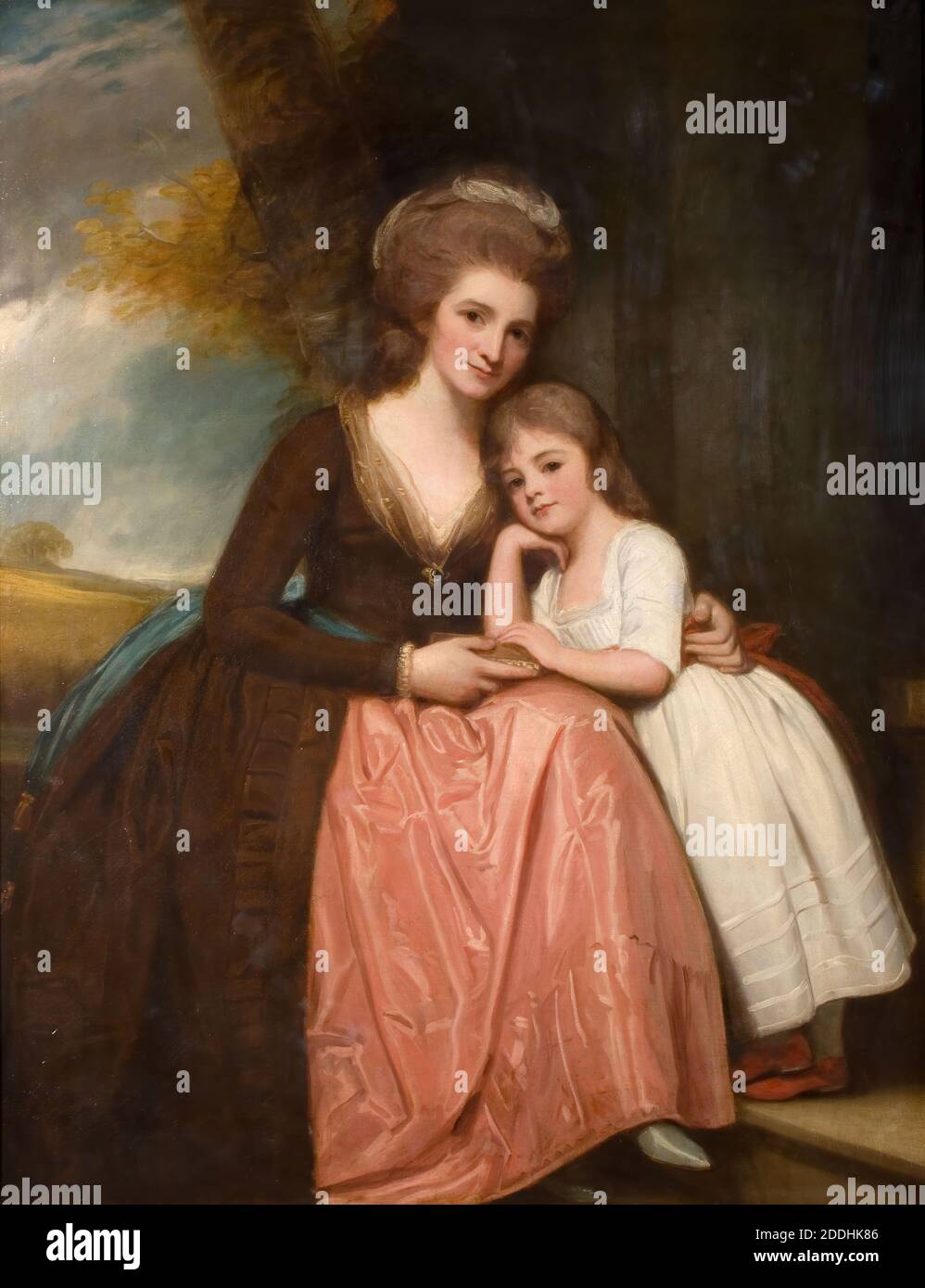 Portrait de Mme Bracebridge et de sa fille Mary, 1784 par George Romney, Mary Elizabeth Bracebridge (1757-1819), fille de Sir Charles Holte d'Aston Hall, Warwickshire et sa fille Mary Holte Bracebridge (n. 1776), fille, peinture à l'huile, Portrait, Femme, enfant, mère, Histoire de Birmingham Banque D'Images