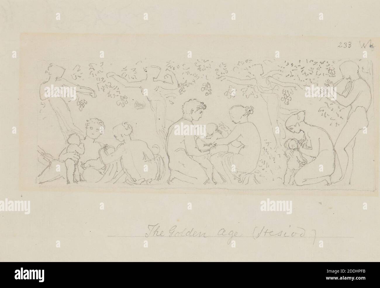 Dessin pour illustration à l'âge d'or, vers 1755-1826 recto: Feuille d'études pour illustration à l'Iliad John Flaxman, dessin, cadre, œuvres sur papier Banque D'Images