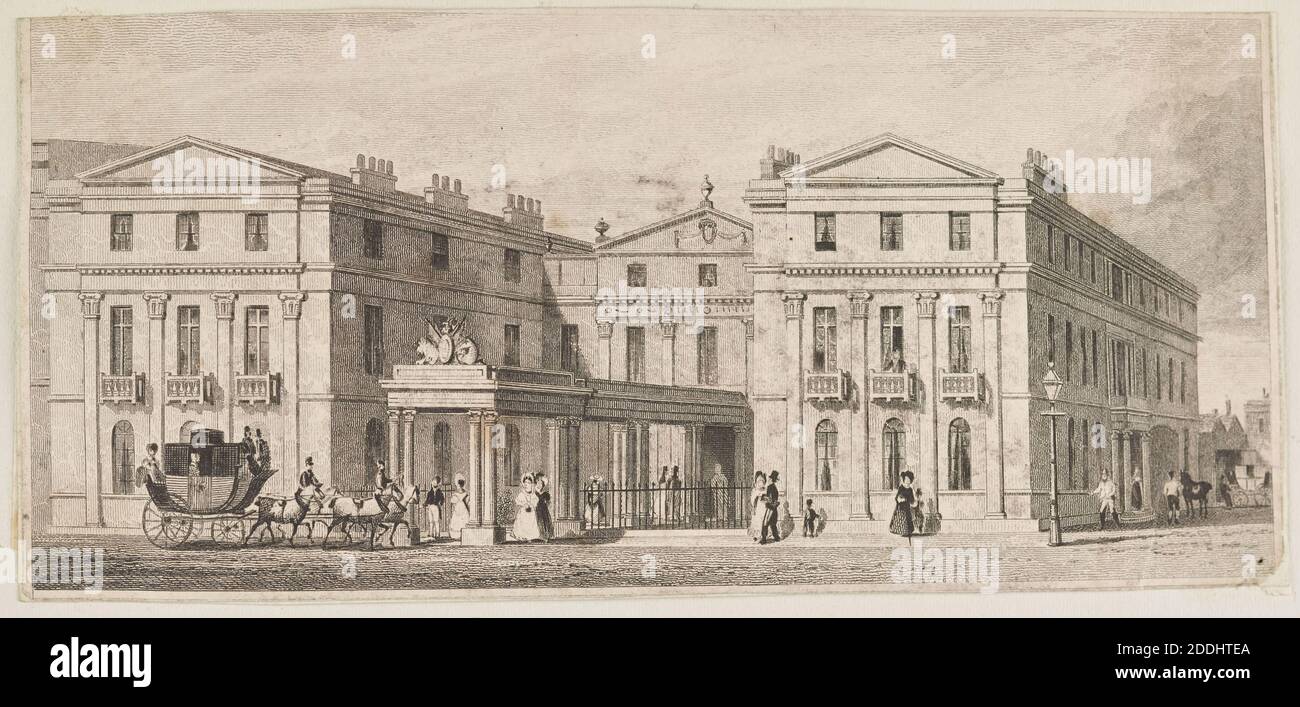 Gravure, bureau de poste et New Royal Hotel, New Street, vues topographiques, Architecture, impression, gravure, histoire de Birmingham, Service postal Banque D'Images